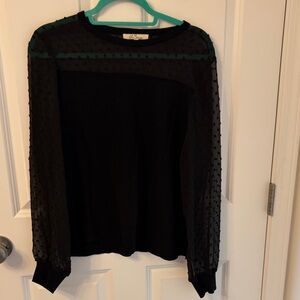 Black Sheer Dot Sleeve Women’s Top
